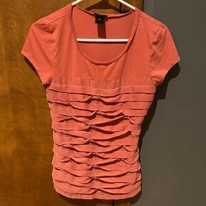 Ann Taylor Coral Ruffle Blouse